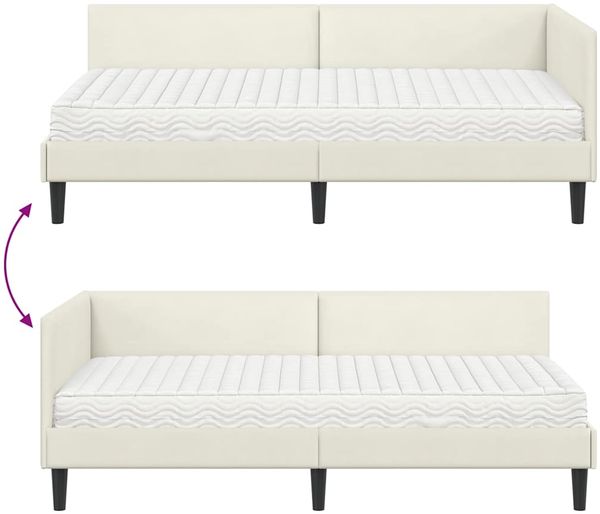 vidaXL Eckbettgestell mit Matratze Sonstiges 2 pcs Creme Samt 3393795 Bild 12