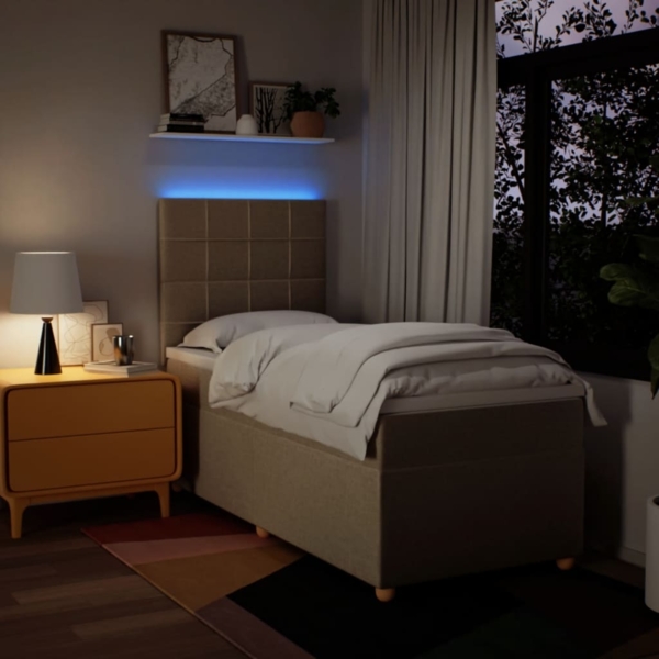 vidaXL Boxspringbett mit Matratze Creme 80x200 cm Stoff 3293412 Bild 3