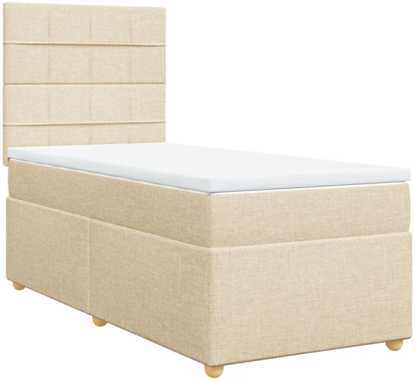 vidaXL Boxspringbett mit Matratze Creme 80x200 cm Stoff 3293412 Bild 2