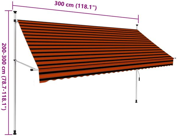 vidaXL Einziehbare Markise Handbetrieben 300 cm Orange und Braun 145838 Bild 7
