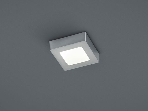 Deckenleuchte Deckenlampe Lampe ZEUS SMD LED 5 Watt Glas grau / weiß 12x12 cm