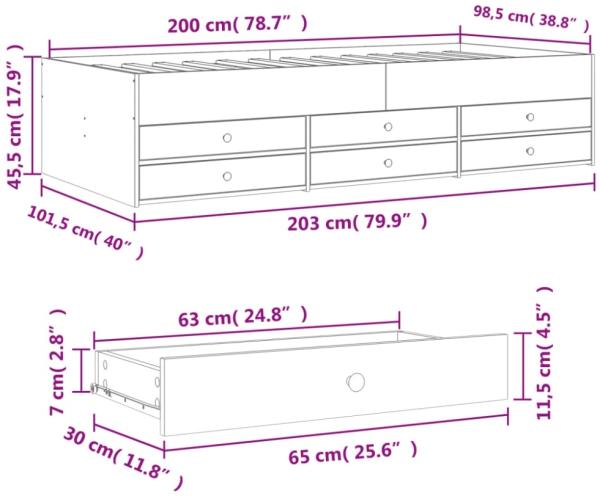 vidaXL Tagesbett mit Schubladen ohne Matratze Sonoma-Eiche 100x200 cm 3280869 Bild 5