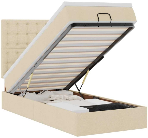 vidaXL Ottoman-Bett mit Matratze & LEDs Creme 100x200 cm Stoff 3314153