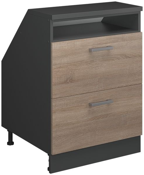 Küchenschrank für Dachschrägen R-Line Sonoma 60 cm mit 2 Schubladen, Schrankkorpus 60 cm Tiefe Vicco