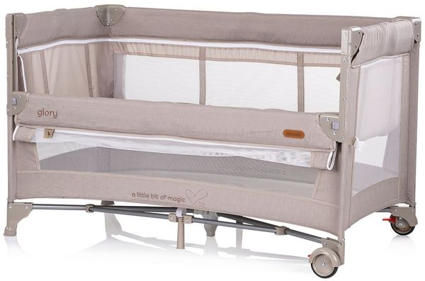 Chipolino Reisebett Glory 2 Ebenen Matratze Räder zusammenklappbar Tragetasche beige
