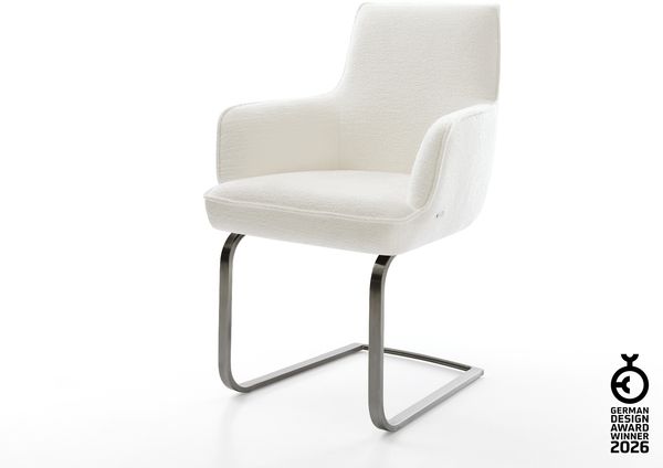 Freischwinger Heira-Flex mit Armlehnen Bouclé Soft Beige Freischwinger flach Graphit Taschenfederkern