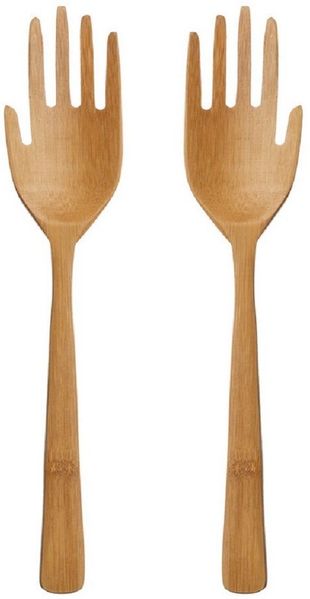 Sass & Belle Salatbesteck Hände (Bambus, 2-tlg, Länge ca. 30 cm), Holz Servierbesteck