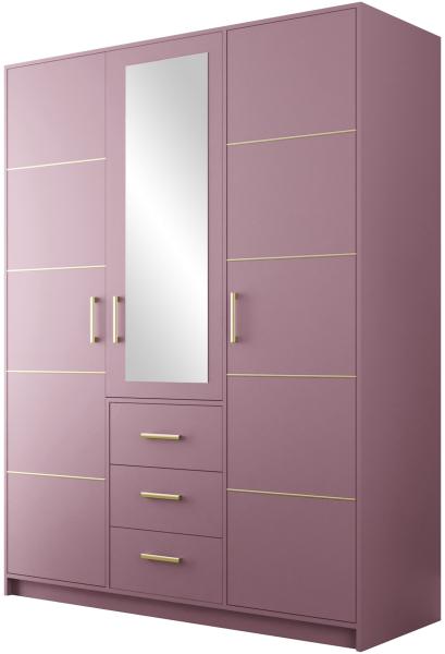 Drehtürenschrank Bado 3D II (Farbe: Pflaume + Gold, ohne Schrankaufsatz)