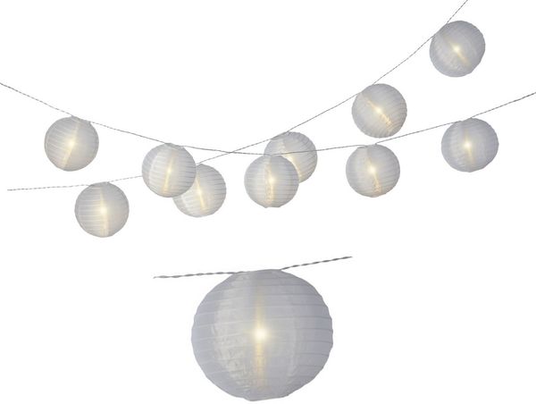 Lumineo LED-Lichterkette, LED Lichterkette mit 15 Lampions Outdoor 7m mit Trafo Warmweiß