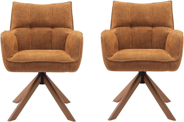 Armlehnstuhl >Marilla< (2er-Set) drehbar, Federkern, Chenille rostfarben - 59x86x65 (BxHxT)