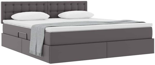 vidaXL Aufbewahrungsbett mit Matratze Grau 180 x 200 cm Kunstleder 3370407 Bild 3