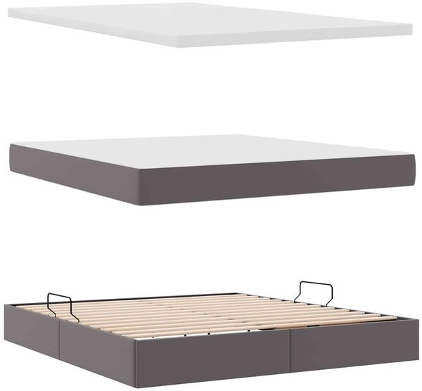 vidaXL Aufbewahrungsbett mit Matratze Grau 180 x 200 cm Kunstleder 3370407 Bild 8