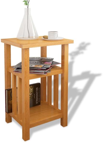 vidaXL Beistelltisch mit Zeitungsablage 27x35x55 cm Massivholz Eiche 244211
