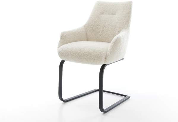 Freischwinger Alja-Flex mit Armlehnen Teddystoff Beige Freischwinger flach Schwarz Taschenfederkern