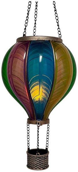 Coen Bakker LED Solarleuchte Hot Air Balloon, LED, amberfarben, Hängeleuchte Heißluftballon bunt 24 LED 19x35 cm