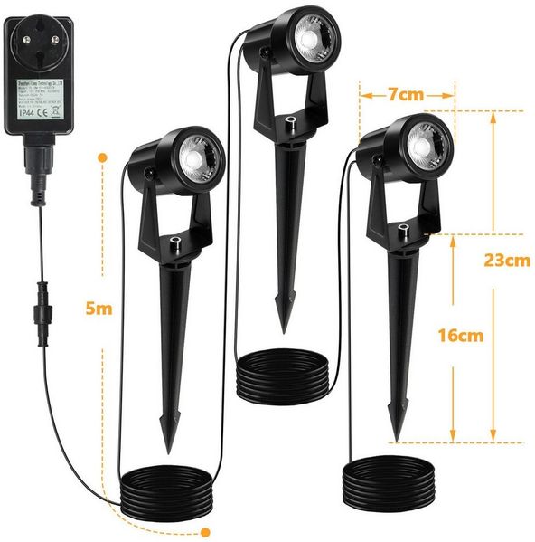 Clanmacy Gartenstrahler LED Gartenstrahler mit Erdspieß 6er Set Außenstrahler Gartenlampe IP65