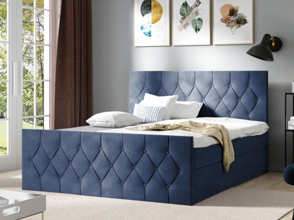 Boxspringbett Simori Lux, Blau, 200x200 cm Bild 2