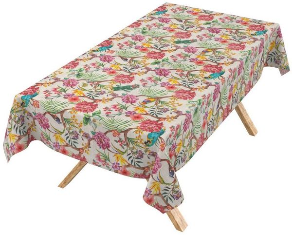 ANRO Tischdecke abwaschbar Bilbao Stoff Premium Tropisch Papagei Tischtuch (Einzelstück 1-tlg), Stoff schmutzabweisend 100x140 cm Tropisch Bunt