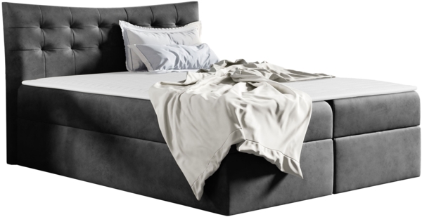 Boxspringbett Rember Ehebett, Grau, 200 x 200 cm