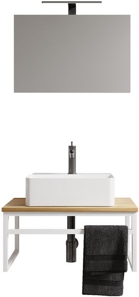 VCM Badmöbel Waschtisch Bitila 920193 Weiß / Honig-Eiche H. 29x B. 60 x T. 47 cm