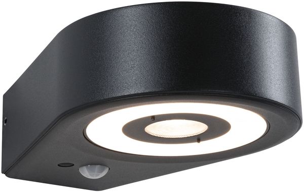 LED Außenwandleuchte Silma Dämmerungsgesteuerter Bewegungsmelder (IR) IP44 65x186mm 3000K 5,5W / 0,7W 600lm / 0lm 230V Anthrazit Aluminium