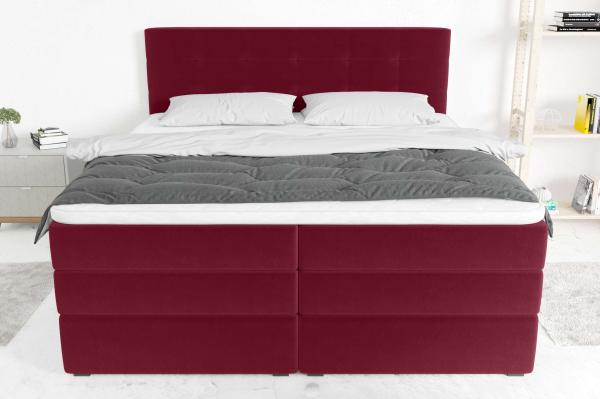 99rooms Dante Boxspringbett Velours KRONOS Rot Bonell-Federung 140x200 cm