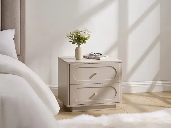 Vente-unique - VALONIRO Bedside table Holz, Platte Beige - B 40 cm x H 45 cm x L 50 cm