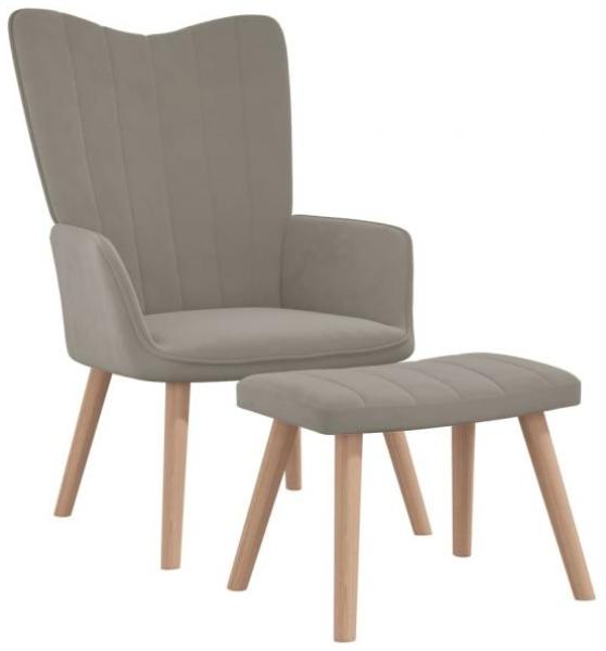 vidaXL Relaxsessel mit Hocker Hellgrau Samt [327666]