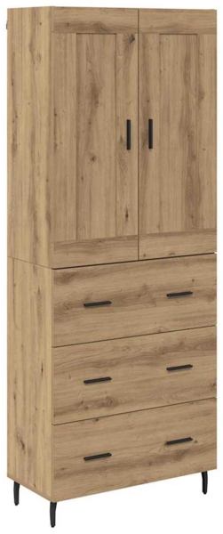 vidaXL Highboard 2 pcs Artisan-Eiche Engineered Wood und Glas 3415856