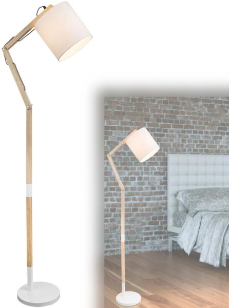 Stehleuchte aus Holz, beweglich, weiß, H 172 cm, MATTIS