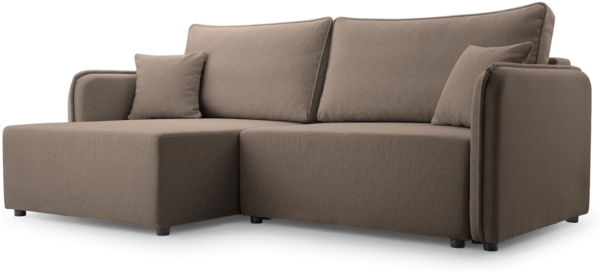 Selsey 'Kassian' Ecksofa mit Schlaffunktion und Bettkasten, hellbraun, links