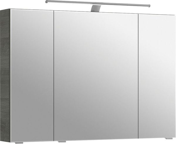 Saphir Spiegelschrank 6005 Sprint Badschrank, 3 Spiegeltüren, 6 Einlegeböden, 98 cm breit inkl. LED-Beleuchtung, Türdämpfer, Schalter-/Steckdosenkombination