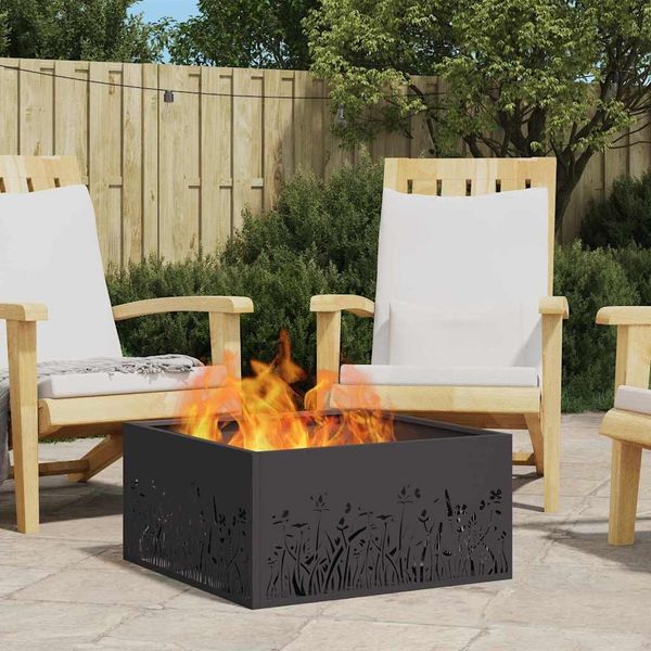 vidaXL Feuerstelle Schwarz 60 x 60 x 30 cm Stahl 858926