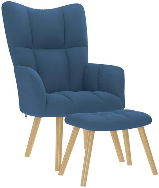 vidaXL Relaxsessel mit Hocker Blau Stoff 4016786