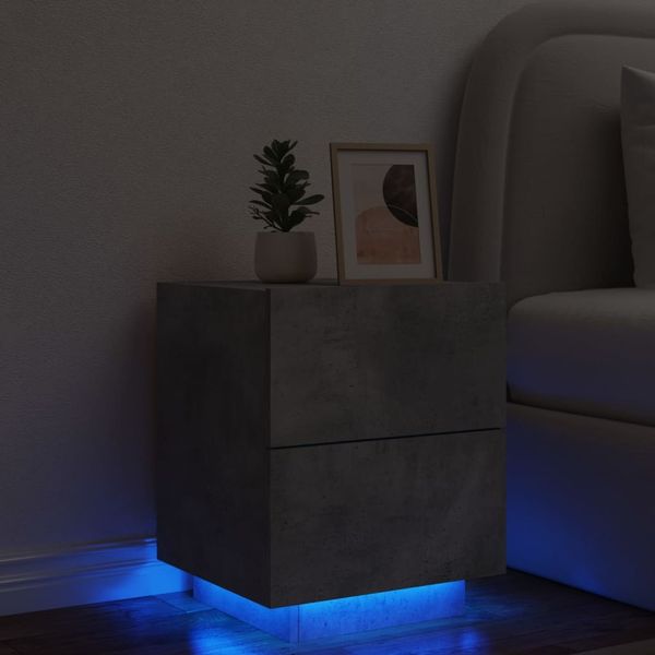 vidaXL Nachttisch mit LED-Leuchten Betongrau Holzwerkstoff 836741