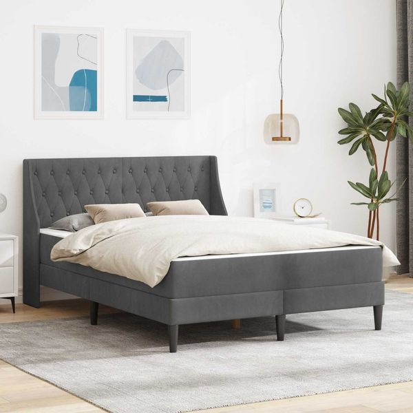 vidaXL Bettgestell mit Matratze Dunkelgrau 120 x 200 cm Samt 3414790