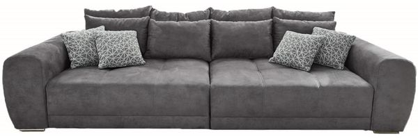 Big-Sofa XXL 306 cm Federkern Lounge Couch mit Bezug aus Mikrofaserstoff in Grau