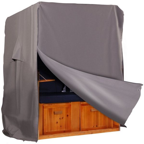 Strandkorb Hanse Strandkorb-Schutzhülle Strandkorb Hanse Premium Schutzhülle Grau 120x150x85cm (1-St), wetterfest Reißverschlüsse UV-beständig winterfest langlebig