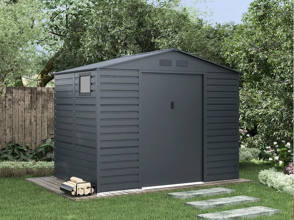 Vente-unique - ADELMO Gartenhaus Metall Grau - B 181 cm x H 221 cm x L 267 cm