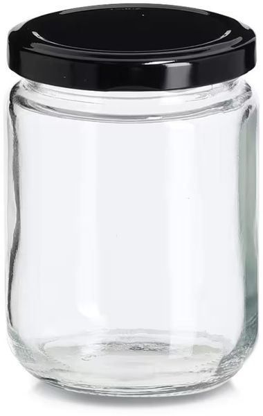 ZELLER 19060 Einmachglas 220 ml mit schwarzem Metalldeckel, ca. Ø 6,9x9,2 cm