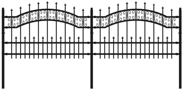 vidaXL Gartenzaun mit Speerspitze Schwarz 240 x 75 cm Pulverbeschichteter Stahl 151084