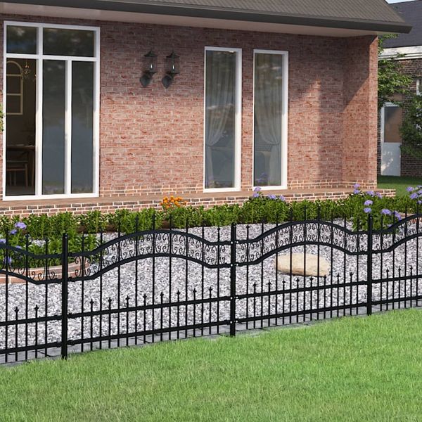 vidaXL Gartenzaun KAMPEN mit Speerspitze Schwarz 240 x 75 cm Stahl 151084