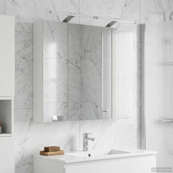 vidaXL Badezimmerspiegelschrank Weiß 80 x 14,5 x 70 cm Holzwerkstoff 889111