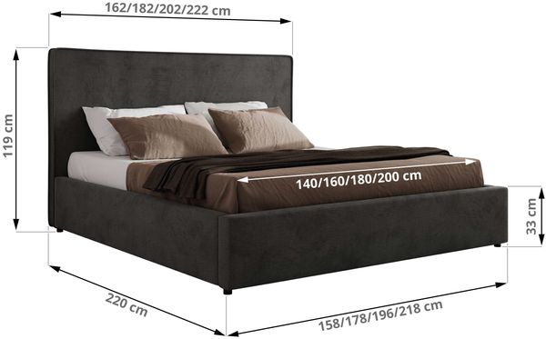 CORIVO CLASSIC Polsterbett mit Bettkasten & Stauraum, Doppelbett, inkl. Lattenrost, Metall-Hebeautomat mit Gasdruckfedern, mit Foam Matratze - Dunkelgrau Velvet - MIRO LUX Bild 4