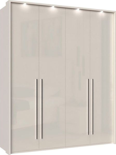 Places of Style Kleiderschrank Piano beige, UV lackiert, Hochglanzfronten, mit Beleuchtung