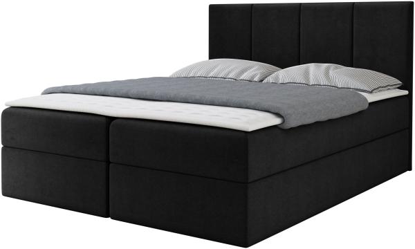 Boxspringbett Rebos, Schwarz, 140 x 200 cm