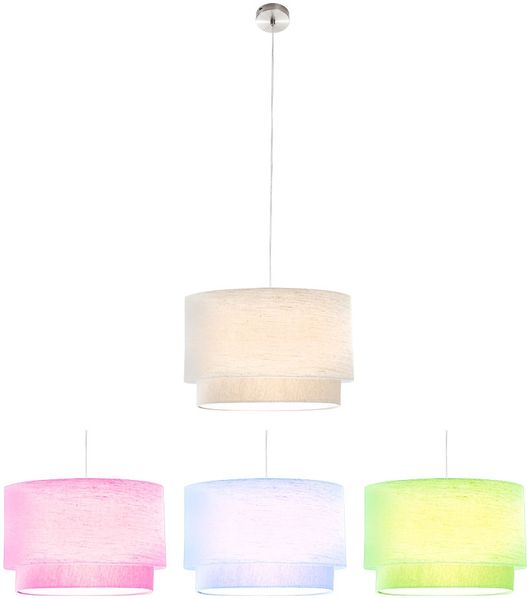 RGB LED Pendelleuchte, Textil beige, H 150 cm