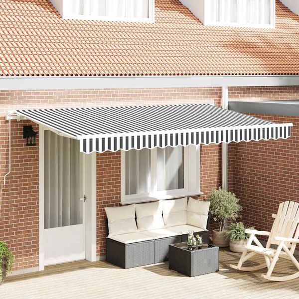 Einziehbare Markise, Sonnenmarkise Anthrazit 400 x 200 cm Stoff