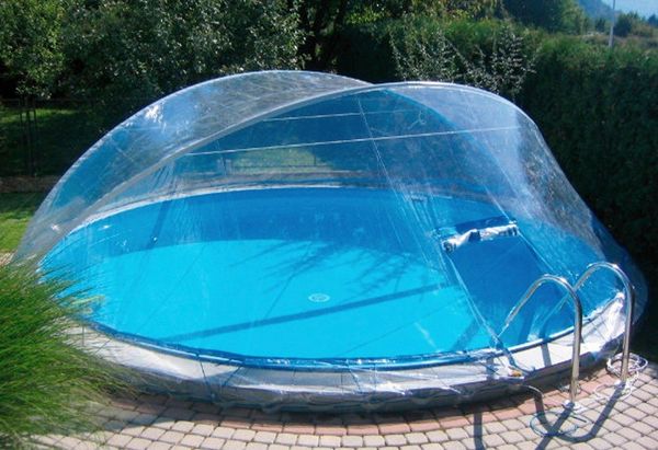 KWAD Poolverdeck Cabrio Dome für runde Pools mit schmalem Handlauf, in verschiedenen Größen
