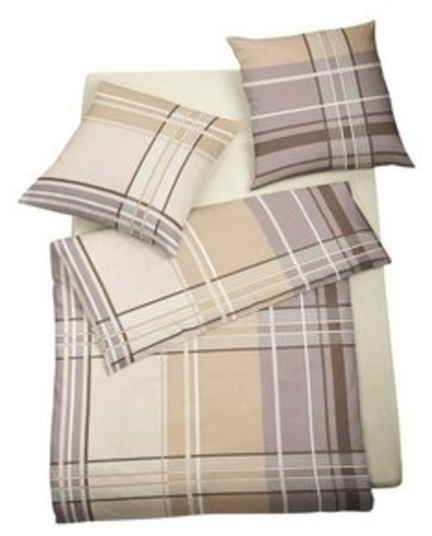 BETTWARENSHOP Bettwäsche Streifen beige, Biber, 3 teilig, herrlich weich und warm Bild 4